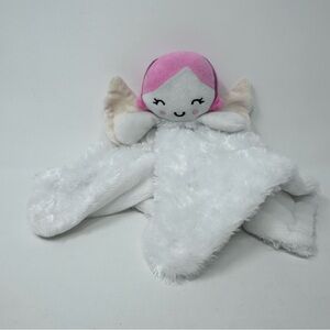 Bon Bebe Baby Lovey Lovie White Pink Angel Wings Soft Security Blanket 13”x14”